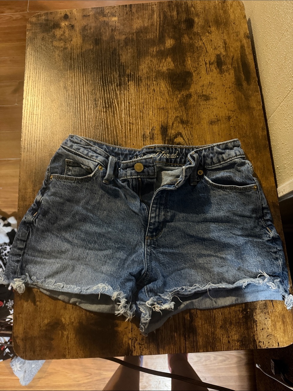 Universal Thread Distressed Mid-High Rise Blue Denim Shorts